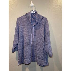 J. Jill Pure Jill Funnel Neck Top in Marled Blue Size Petite Small
